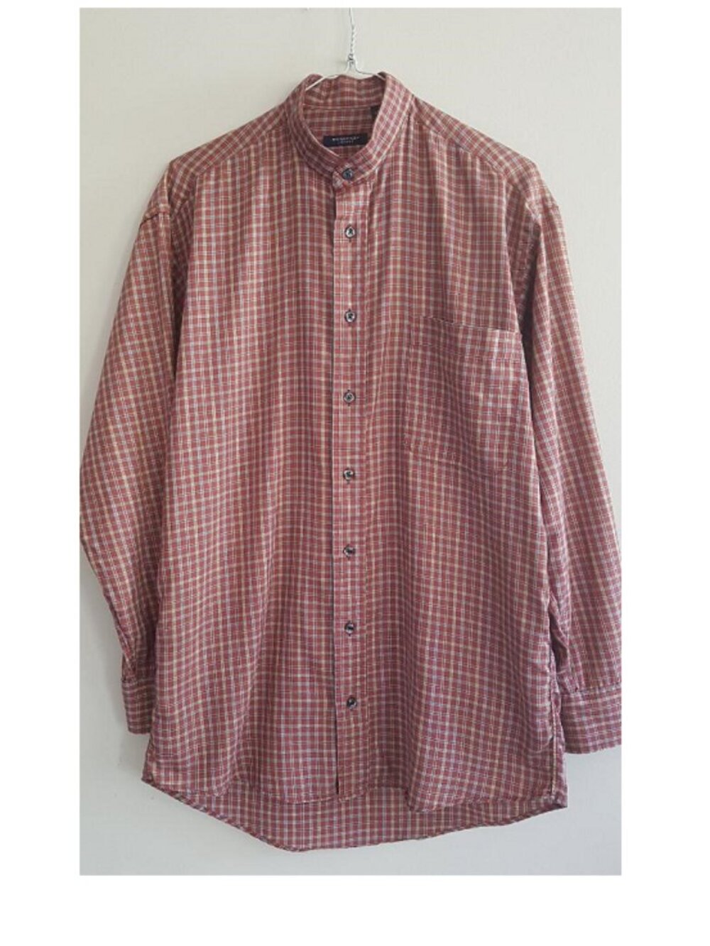 Burberry Shirt Mens Size S Grandad Collar Long Sleeve cotton